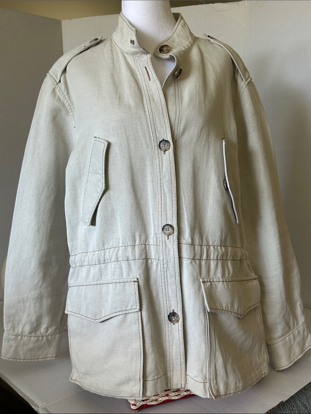MADEWELL CINCHED UTILITY JACKET IN ITALIAN  TWILL SZ LARGE